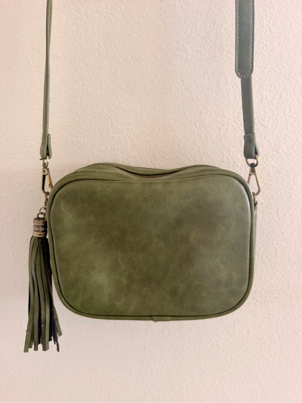 Gap Olive Green Crossbody Bag with Tassel